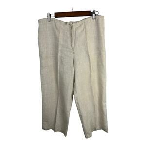 Tsunami Womens size Large 100% Linen Straight Leg Pants Beige Tan